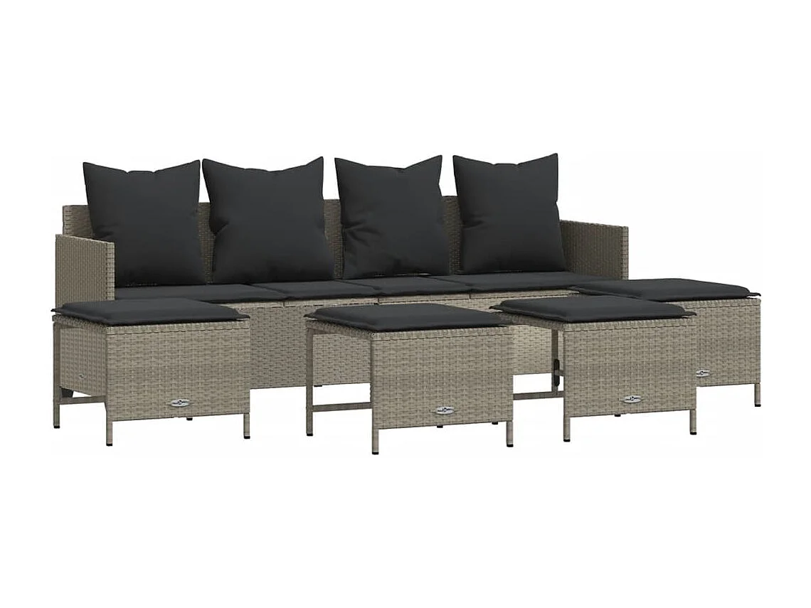 Salon de jardin 5 pcs avec coussins gris clair résine tressée FR91380