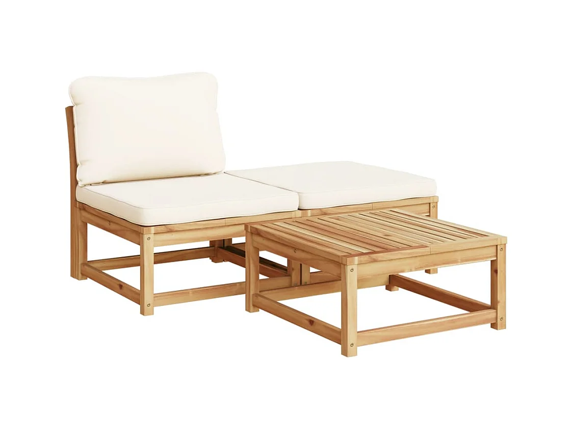 Salon de jardin 4 pcs avec coussins Bois d'acacia solide FR25295