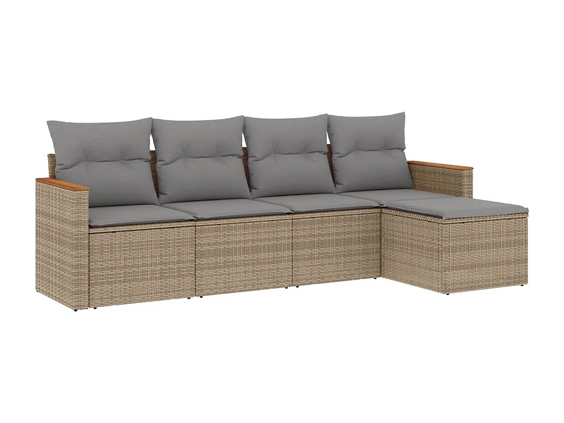 Salon de jardin avec coussins 5pcs mélange beige résine tressée FR63239