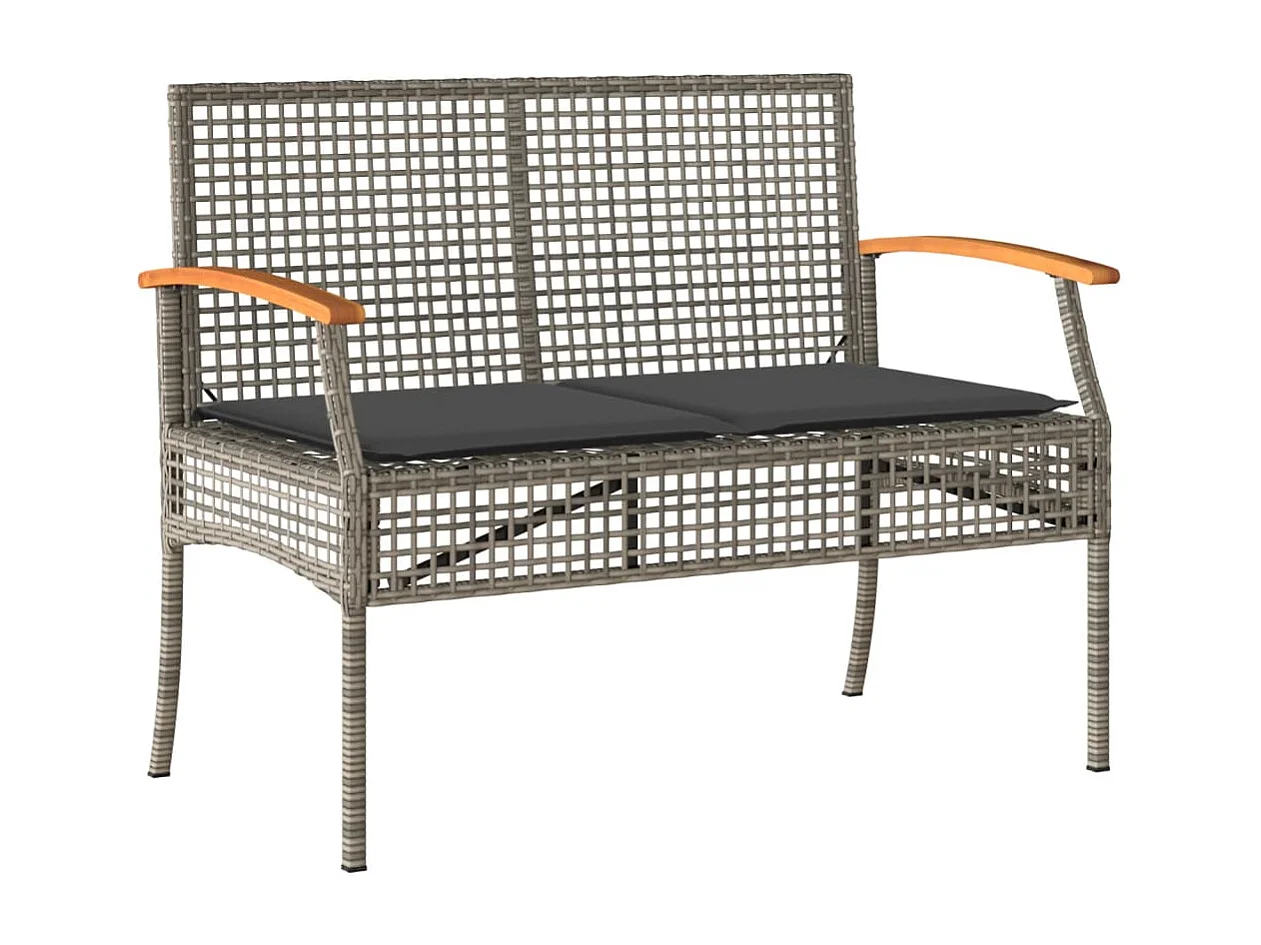 4-delige Loungeset met kussens poly rattan grijs BE456767