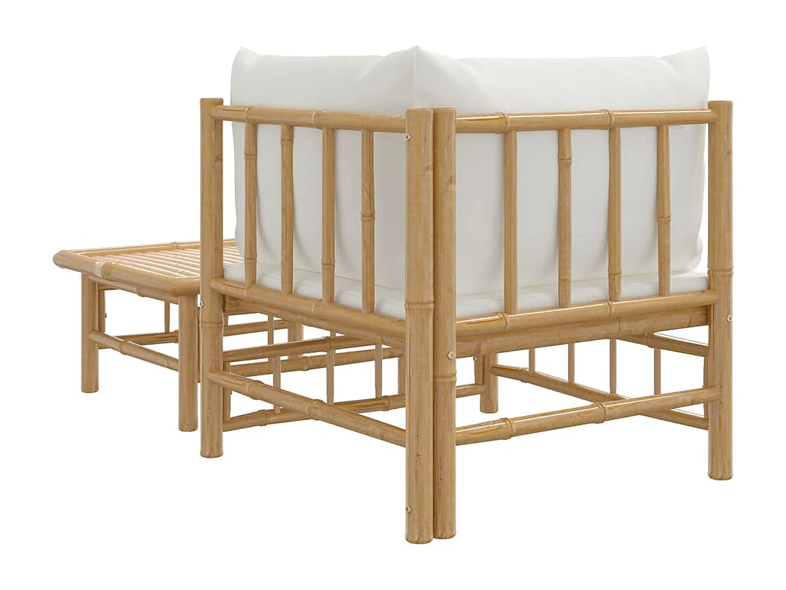 2-delige Loungeset met kussens bamboe crèmewit BE972122