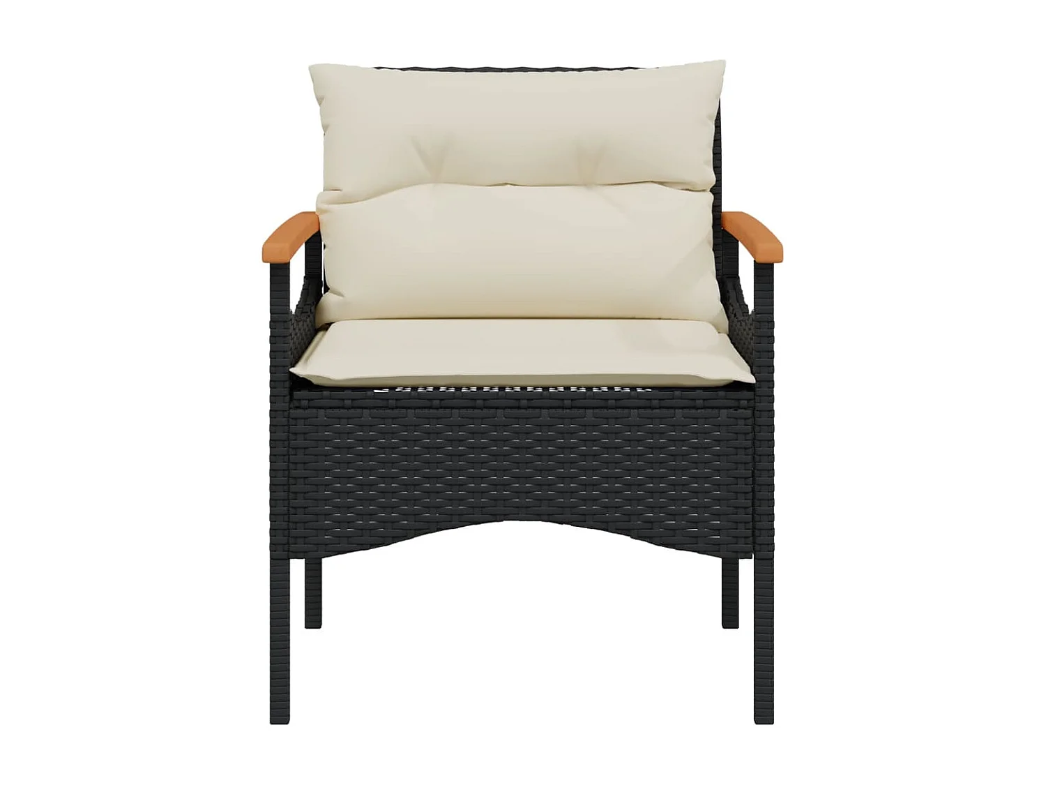 Salon de jardin 3 pcs avec coussins noir résine tressée FR93606