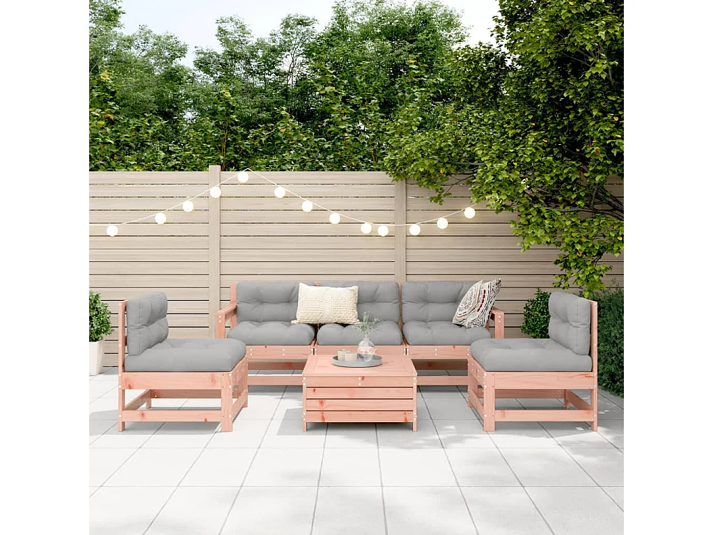 Conjunto de jardín 6 pzas madera maciza de abeto Douglas ES636068