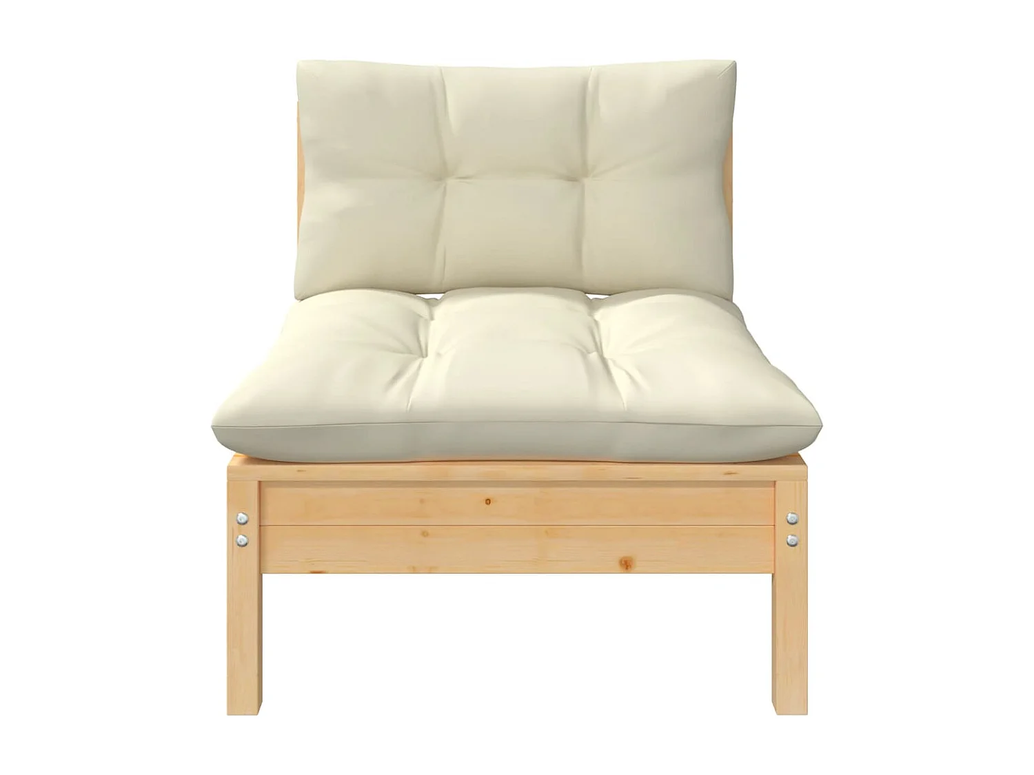 Salon de jardin 3 pcs avec coussins crème Bois de pin massif FR66515