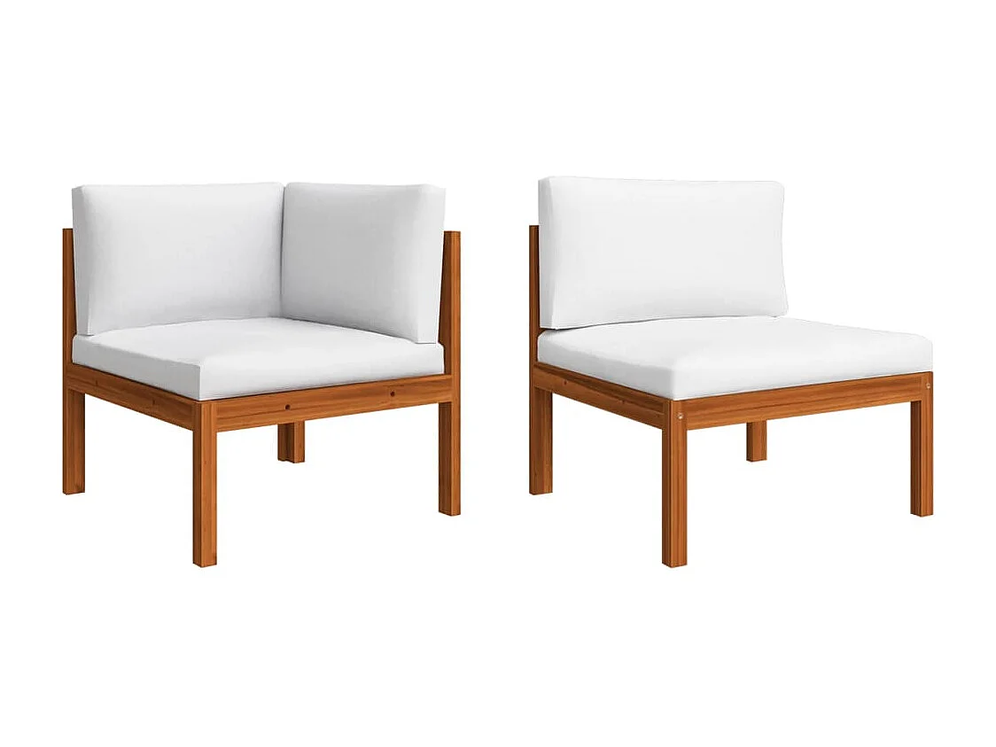 2-delige Loungeset met kussens massief acaciahout crèmekleurig BE299538