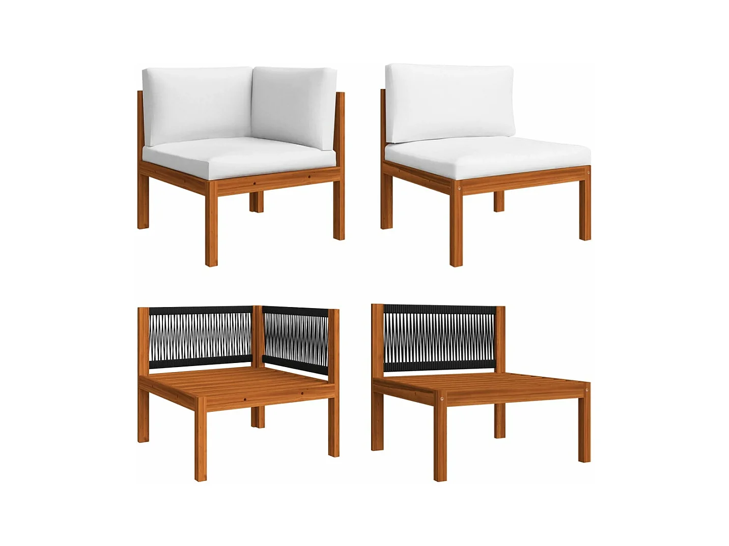 Salon de jardin 2 pcs avec coussins Bois d'acacia solide FR39096