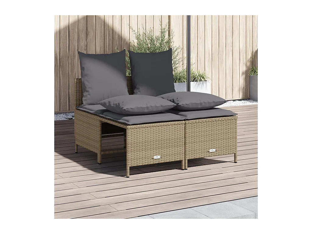 Salon de jardin avec coussins 4 pcs beige résine tressée FR25671
