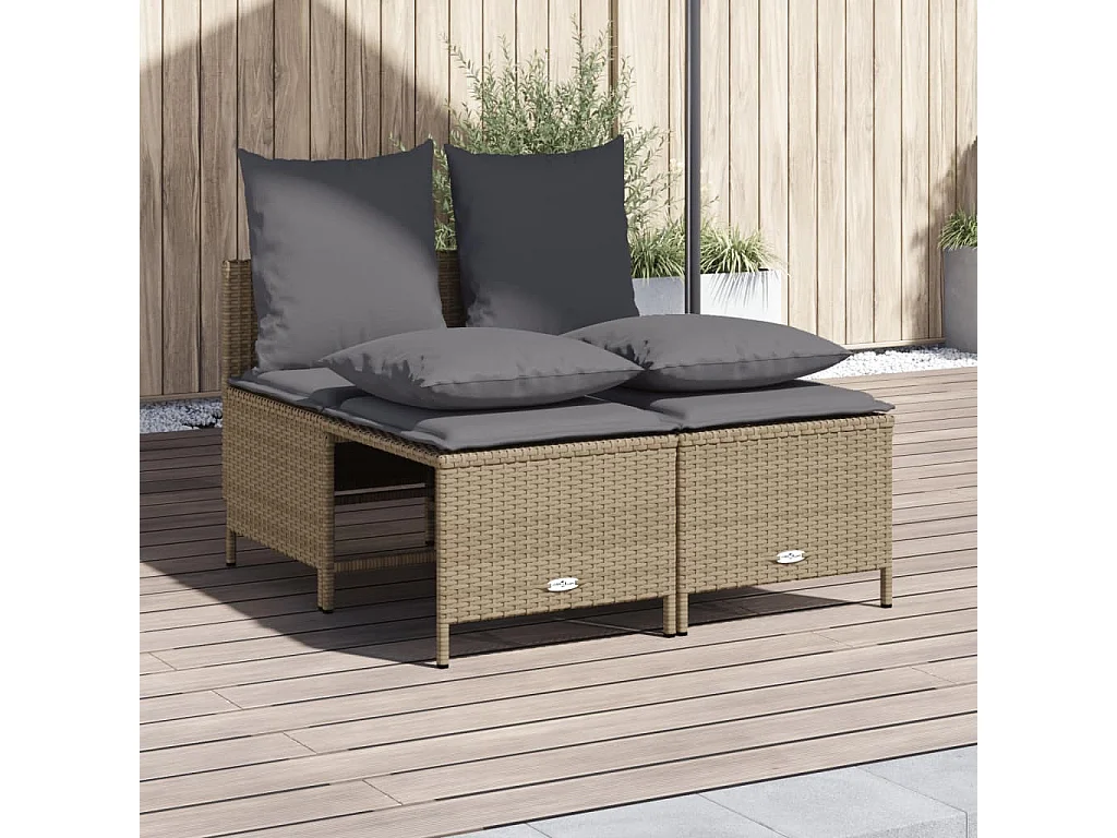Salon de jardin avec coussins 4 pcs beige résine tressée FR25671