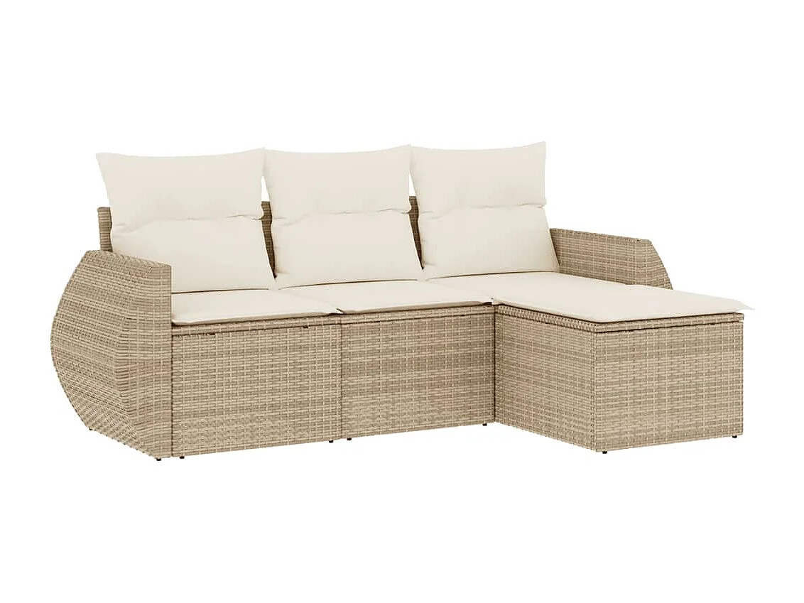 Salon de jardin avec coussins 4 pcs beige résine tressée FR47425