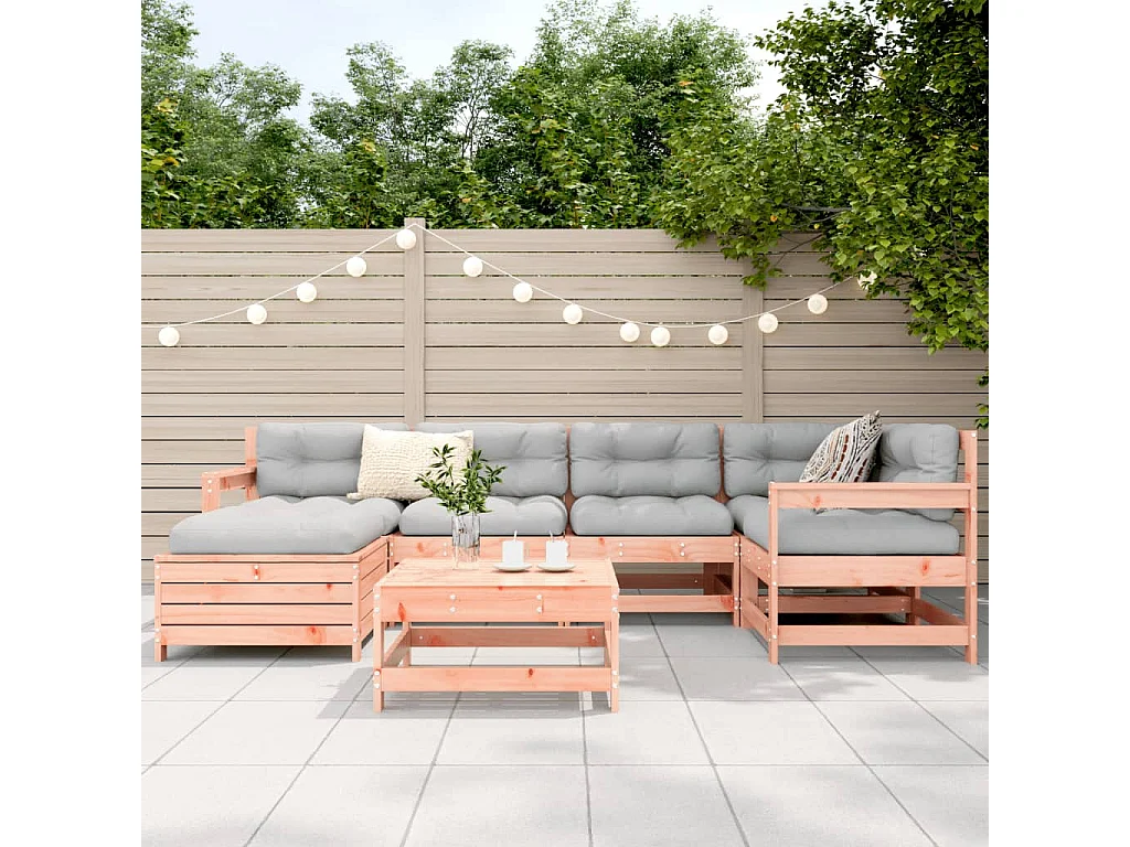 7 pcs conjunto sofás jardim madeira abeto-de-douglas PT357605