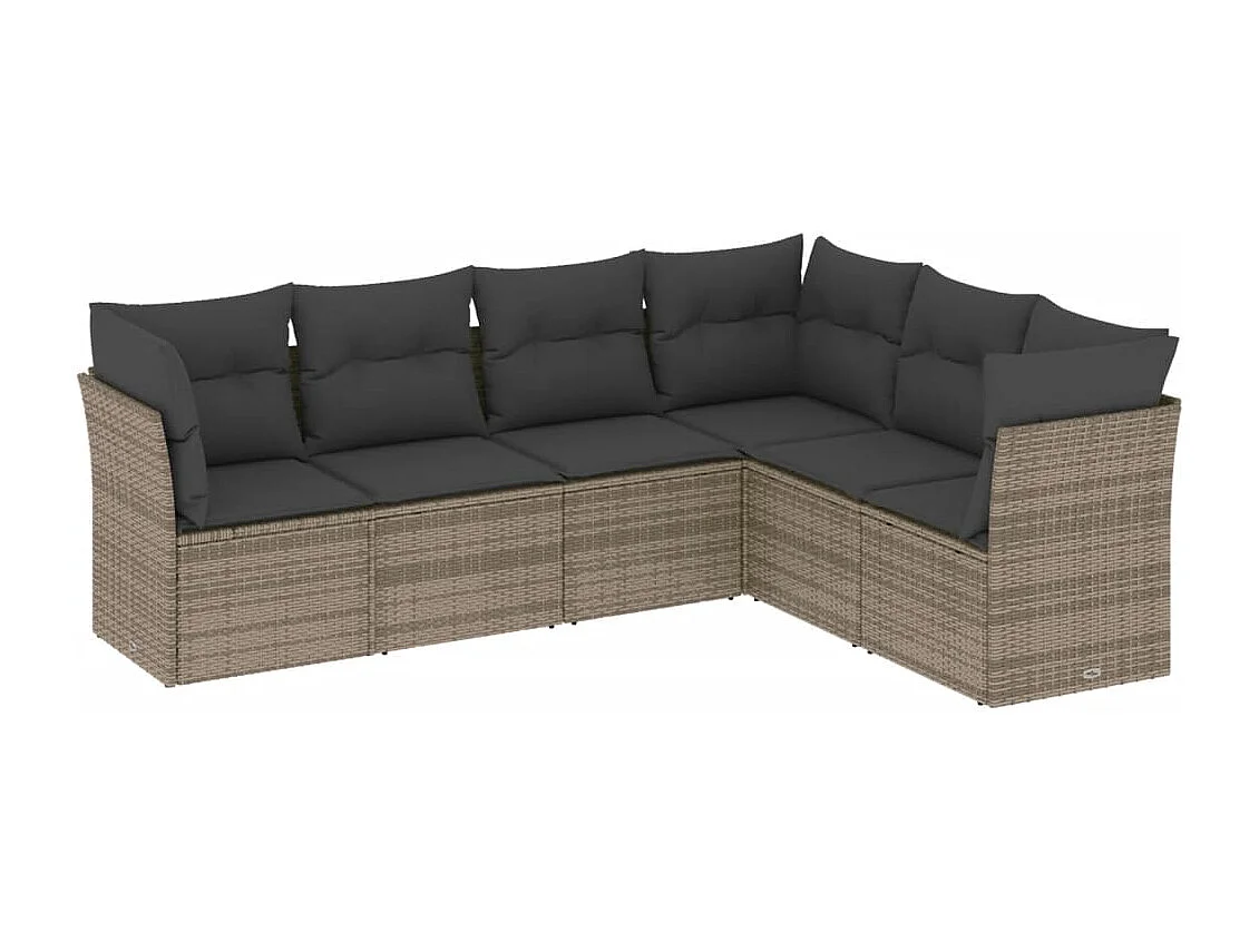 6 pcs conjunto sofás de jardim com almofadões vime cinzento PT860813