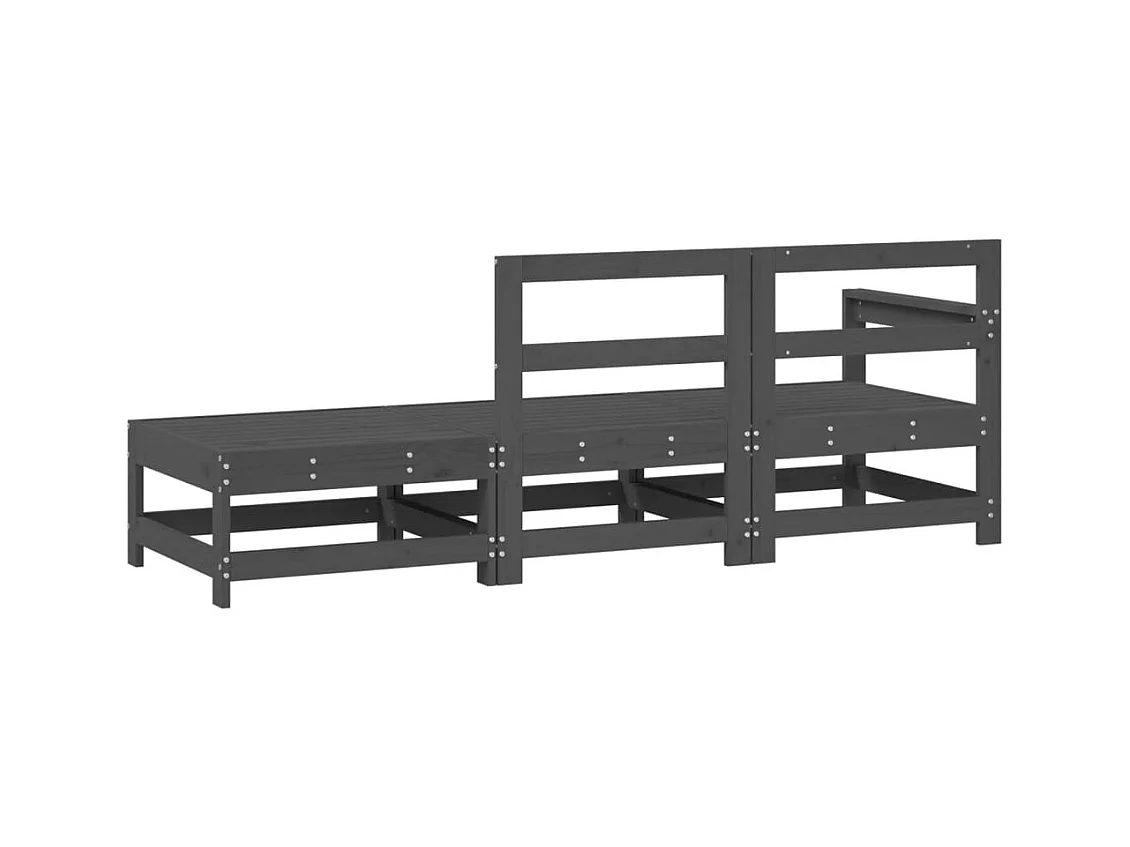 Salon de jardin 3 pcs gris bois massif de pin FR93499