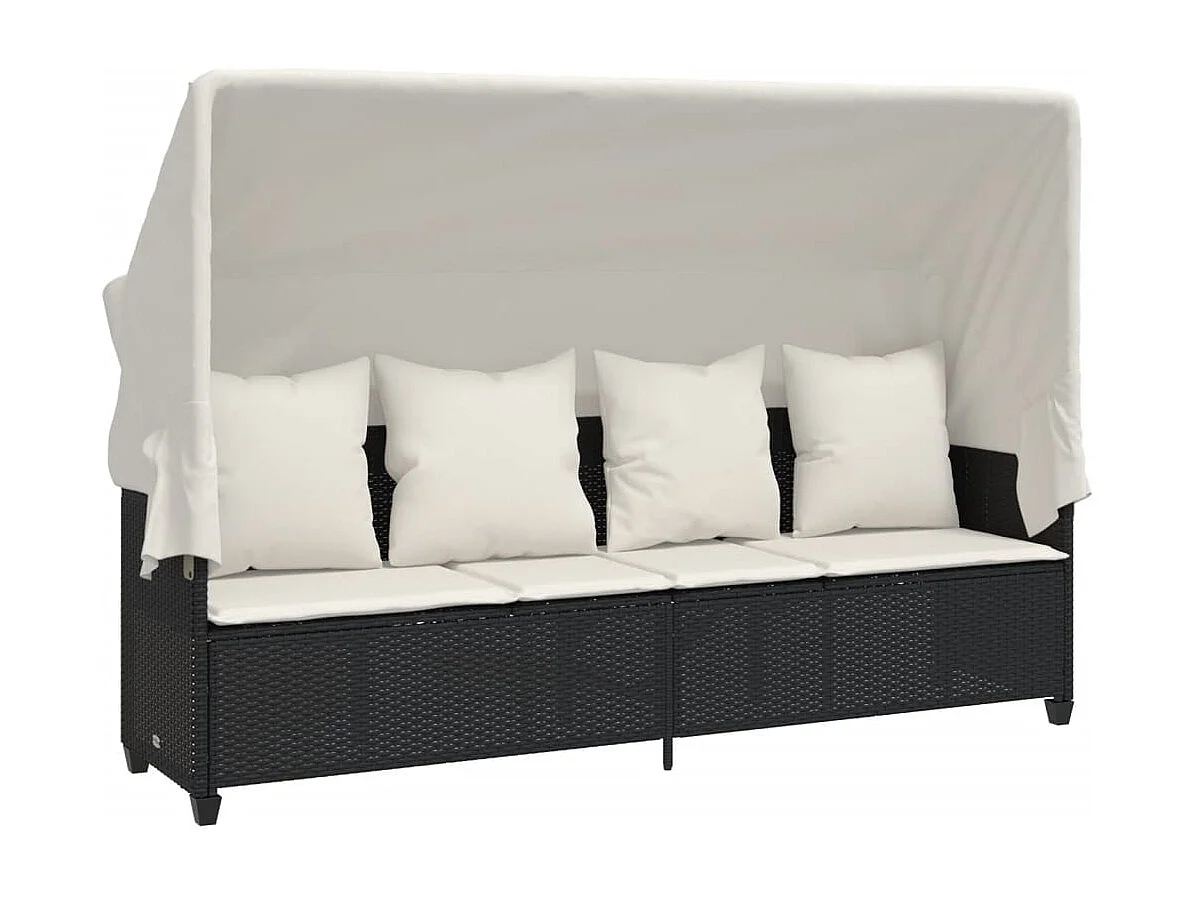 Salon de jardin 5 pcs avec coussins noir résine tressée FR15576