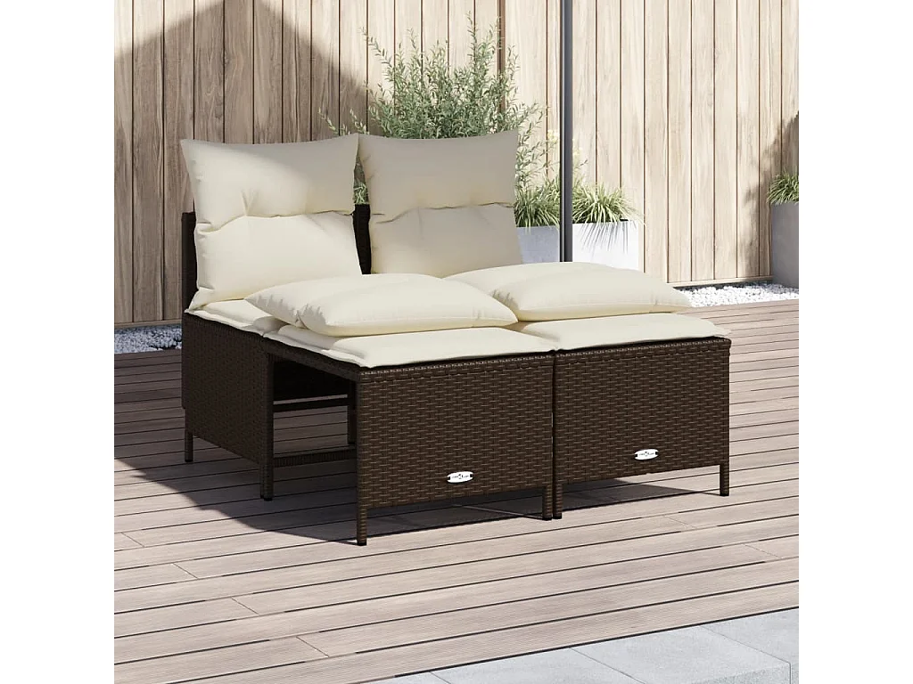 Salon de jardin 4 pcs avec coussins marron résine tressée FR16260