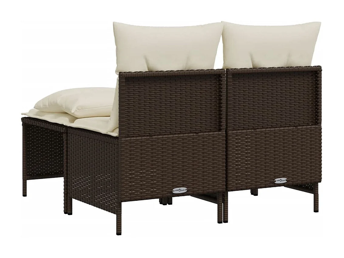 Salon de jardin 4 pcs avec coussins marron résine tressée FR16260