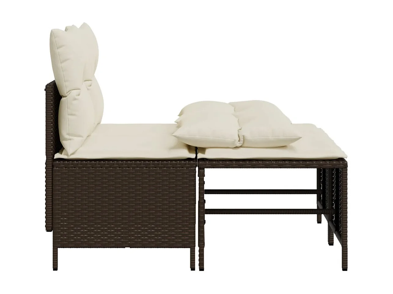 Salon de jardin 4 pcs avec coussins marron résine tressée FR16260