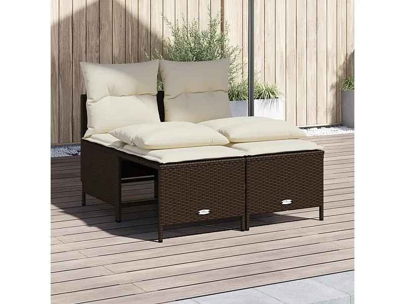 Salon de jardin 4 pcs avec coussins marron résine tressée FR16260