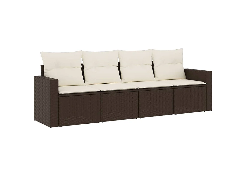 Salon de jardin 4 pcs avec coussins marron résine tressée FR80679