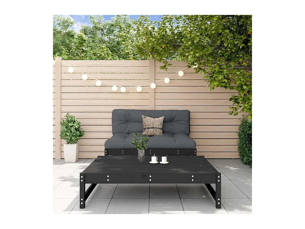 Salon de jardin 2 pcs noir bois massif de pin FR65208
