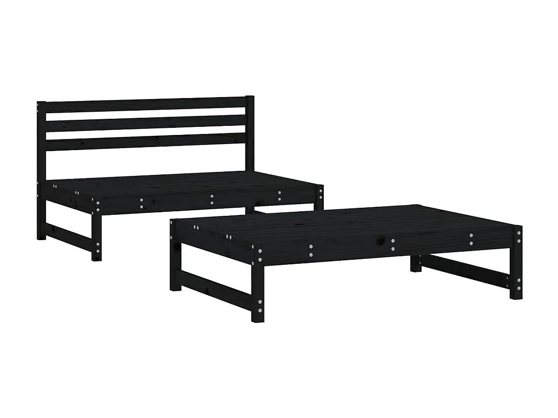 2 pcs conjunto lounge de jardim madeira de pinho maciça preto PT566012