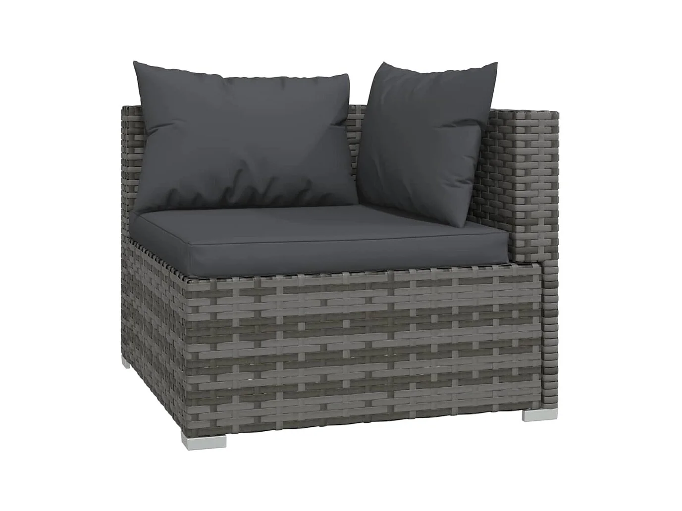 Salon de jardin 3 pcs avec coussins Gris Résine tressée FR73463