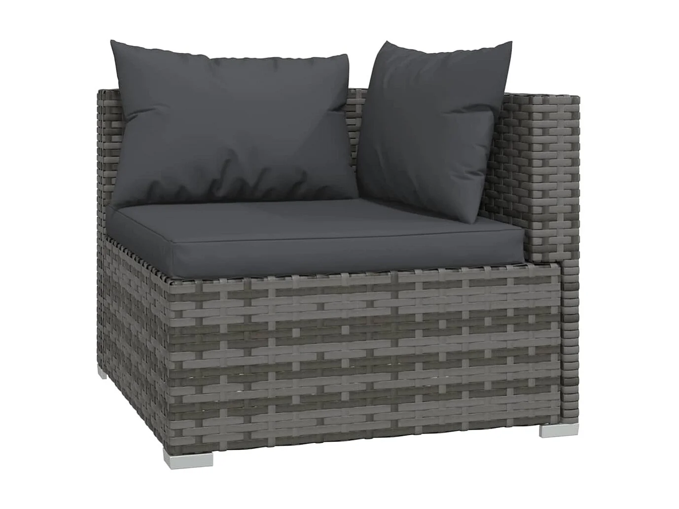 Salon de jardin 3 pcs avec coussins Gris Résine tressée FR73463