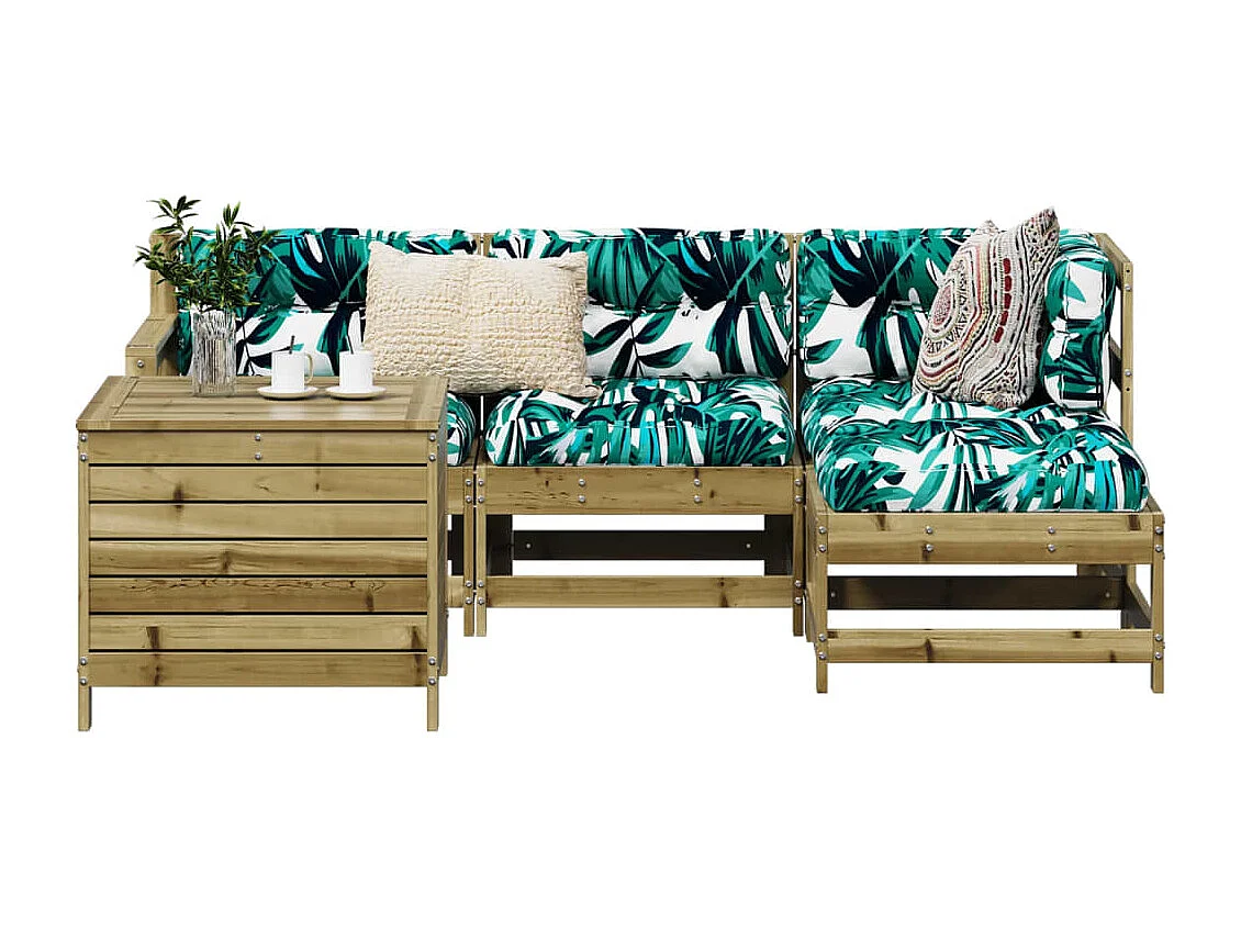 Conjunto de jardín 5 piezas madera de pino impregnada ES557815