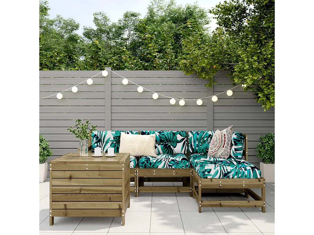 Conjunto de jardín 5 piezas madera de pino impregnada ES557815