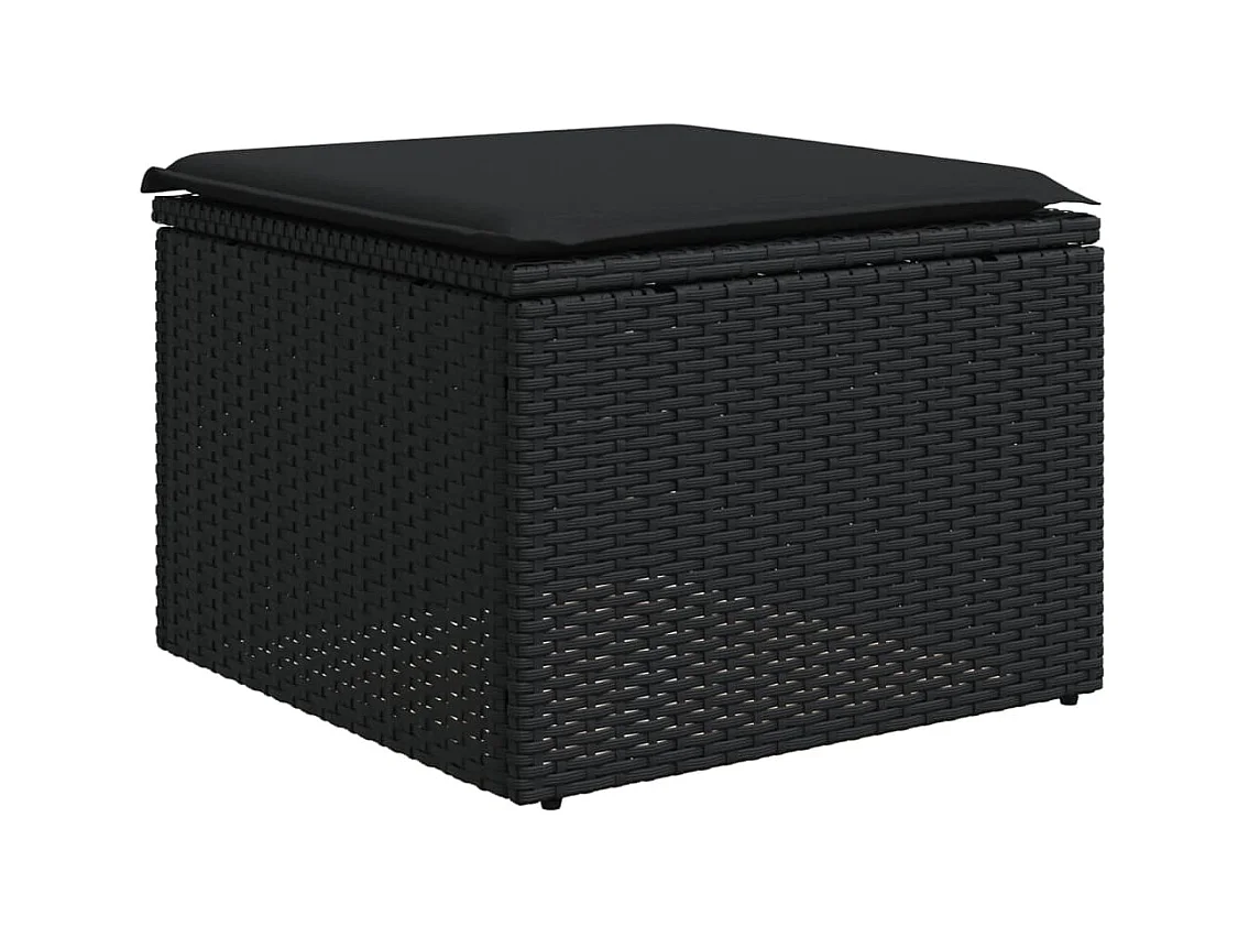 Salon de jardin 4 pcs avec coussins noir résine tressée FR66291