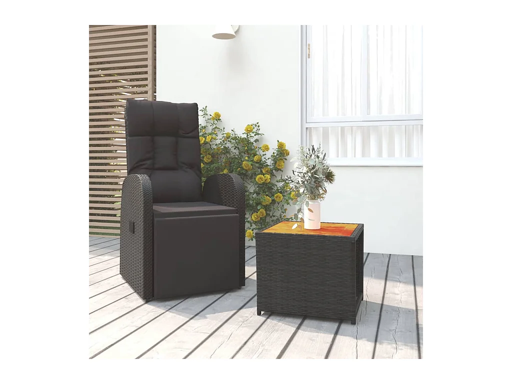 Ensemble de salon de jardin 2 pcs noir poly rotin et acacia FR93462