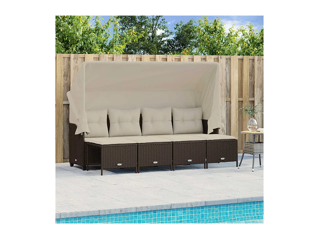 Salon de jardin avec coussins 5 pcs marron résine tressée FR18418