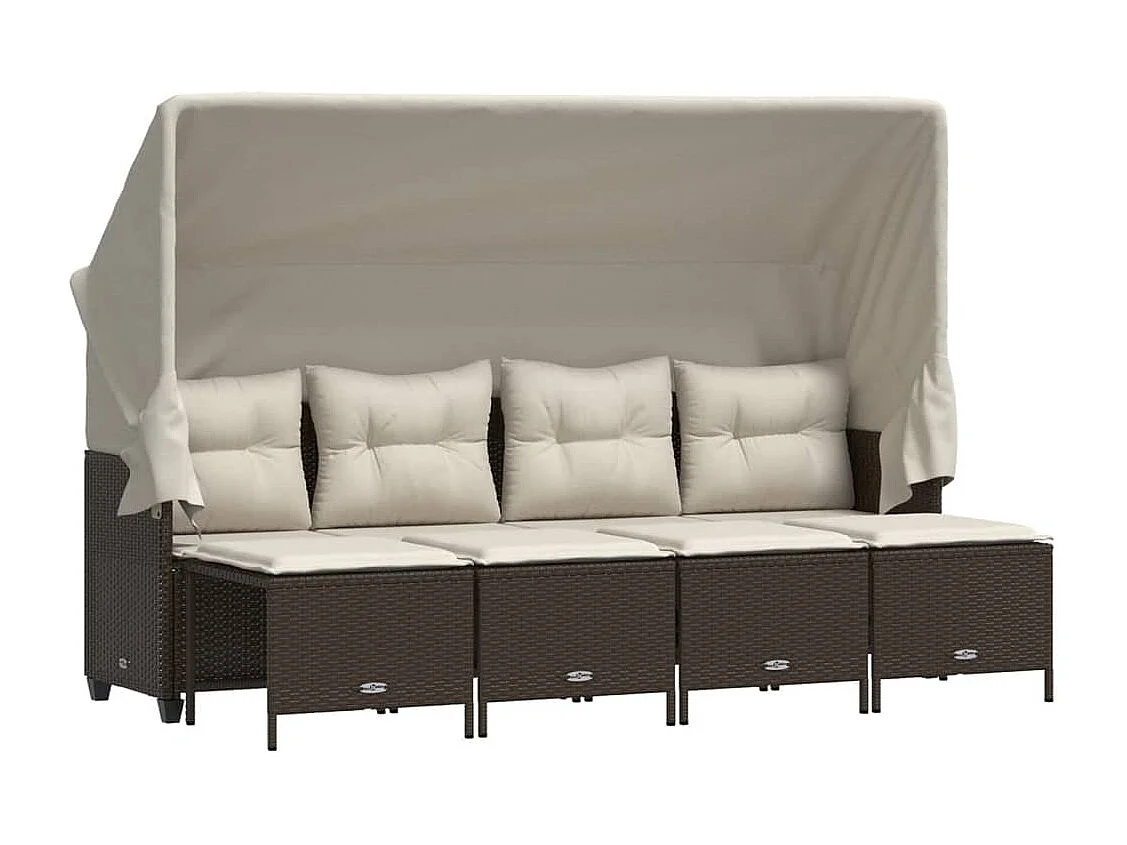 Salon de jardin avec coussins 5 pcs marron résine tressée FR18418