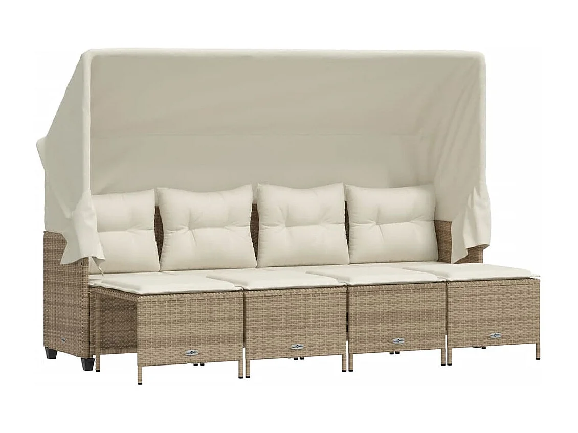 Salon de jardin avec coussins 5 pcs beige résine tressée FR70004