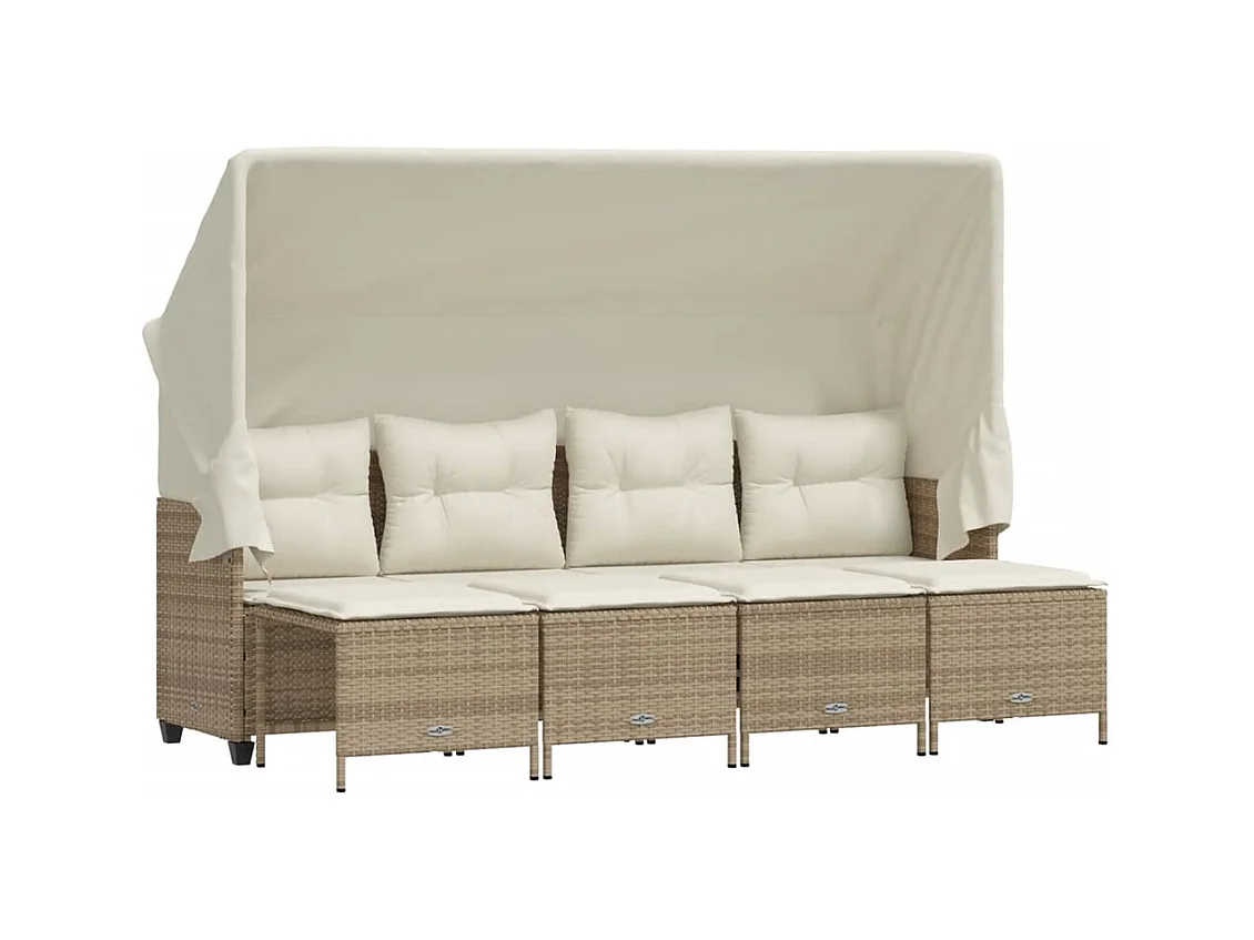 Salon de jardin avec coussins 5 pcs beige résine tressée FR70004