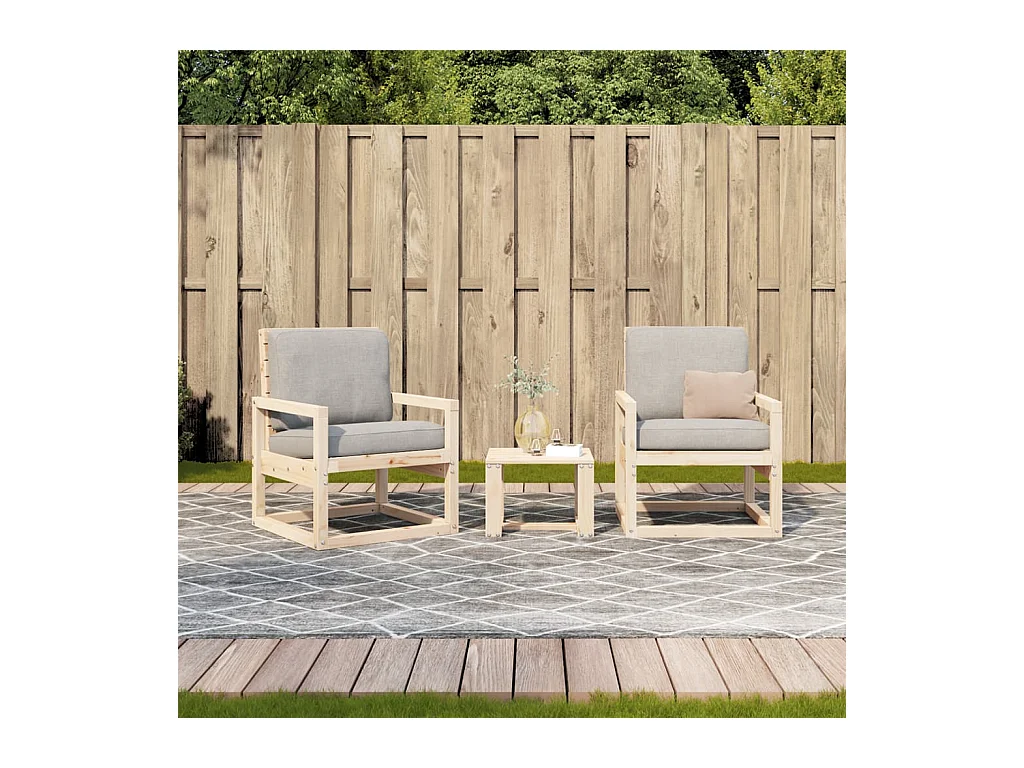 Salon de jardin 3 pcs bois massif de pin FR55602