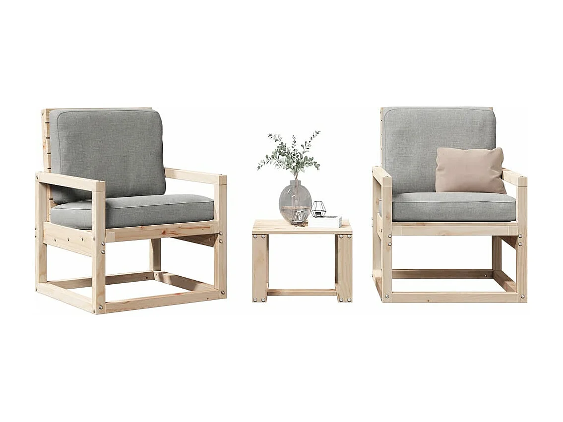 Salon de jardin 3 pcs bois massif de pin FR55602
