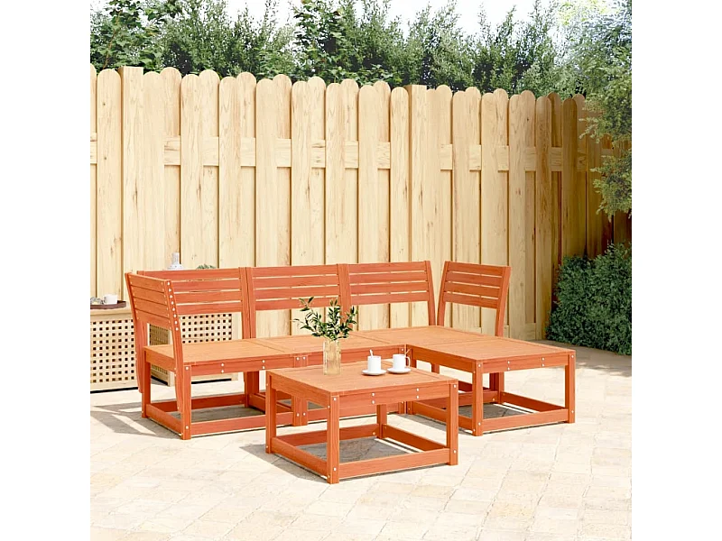 4 pcs conjunto lounge de jardim pinho maciço castanho-mel PT870346