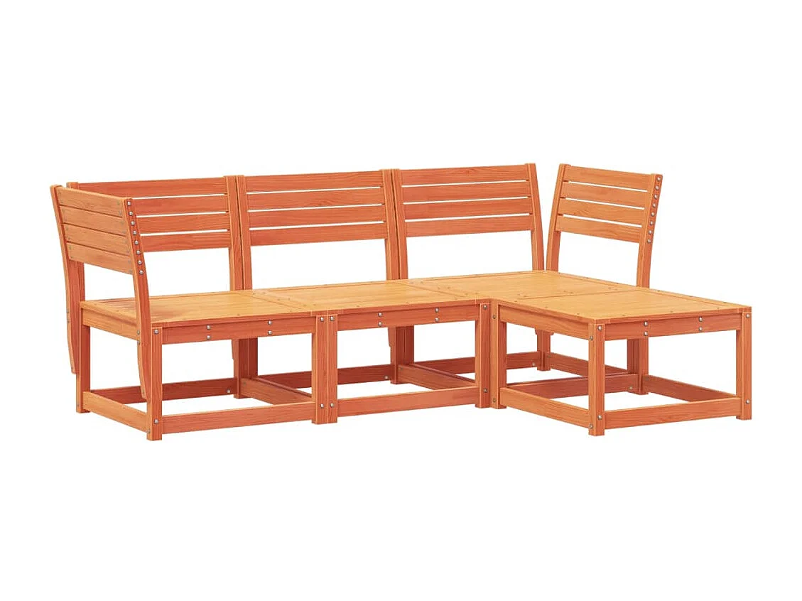 4 pcs conjunto lounge de jardim pinho maciço castanho-mel PT870346