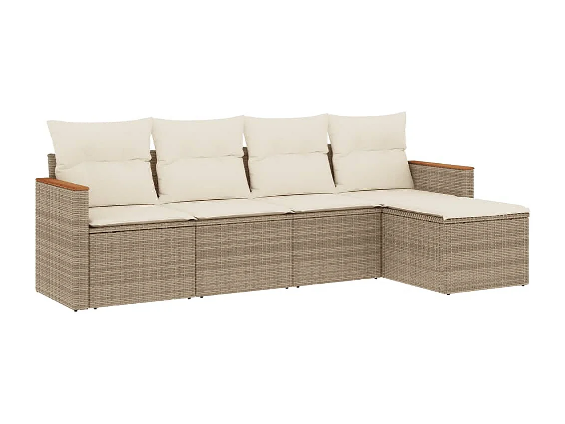 Salon de jardin avec coussins 5 pcs beige résine tressée FR57252