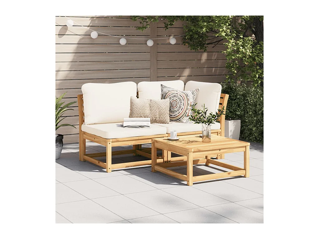 Salon de jardin 2 pcs avec coussins bois massif d'acacia FR62048