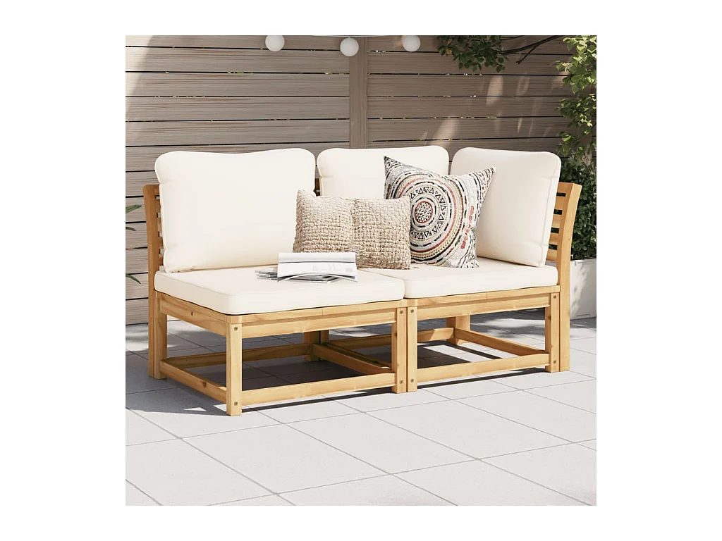 Salon de jardin 2 pcs avec coussins bois massif d'acacia FR62048