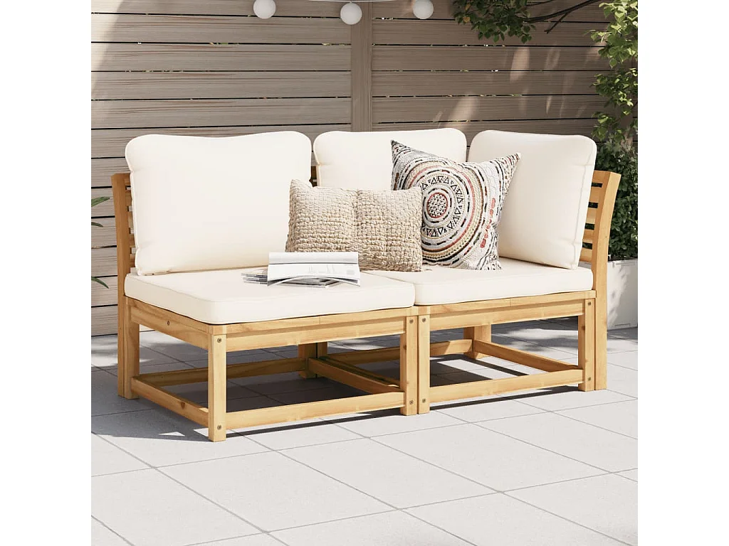 2-delige Loungeset met kussens massief acaciahout BE462926