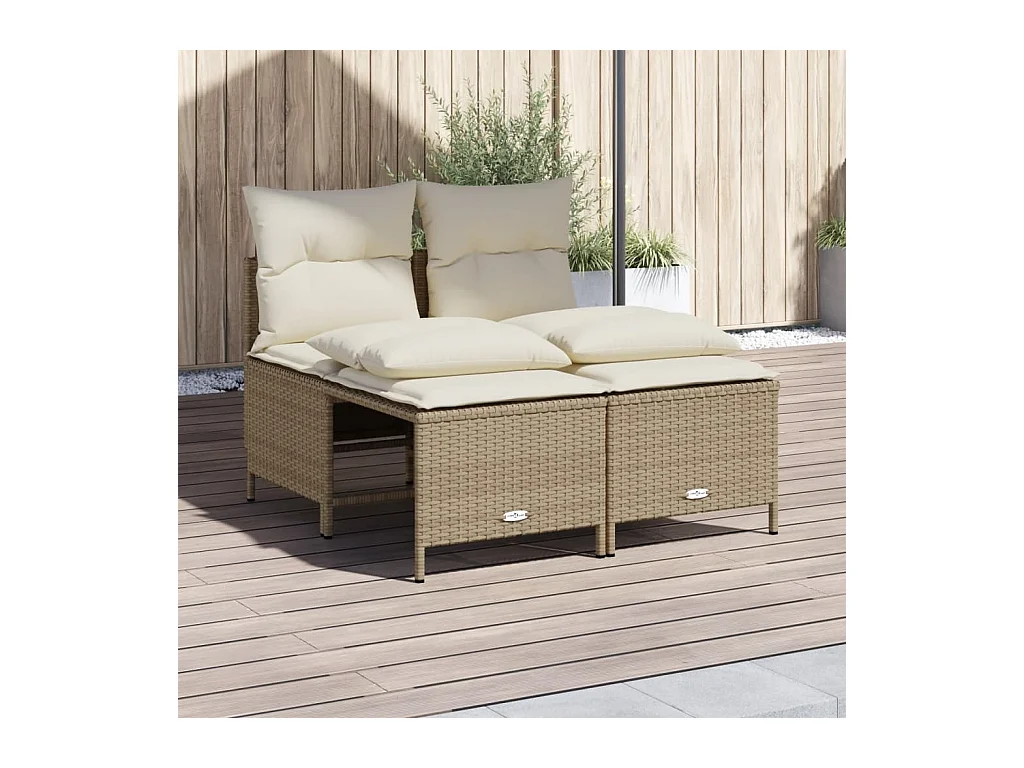 4-delige Loungeset met kussens poly rattan beige BE615531