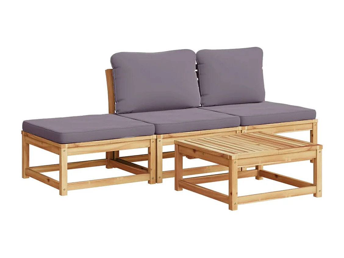 4-delige Loungeset met kussens massief acaciahout BE937662