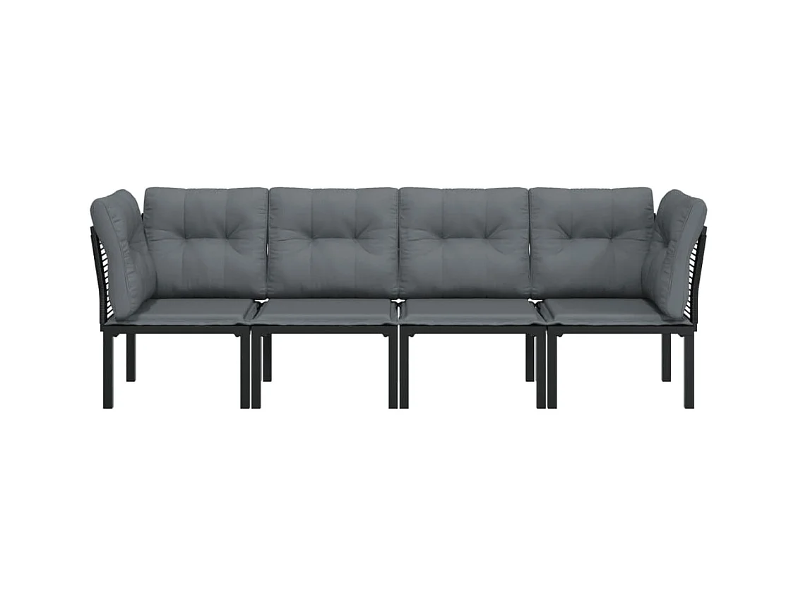 Salon de jardin 4 pcs noir et gris résine tressée FR70936