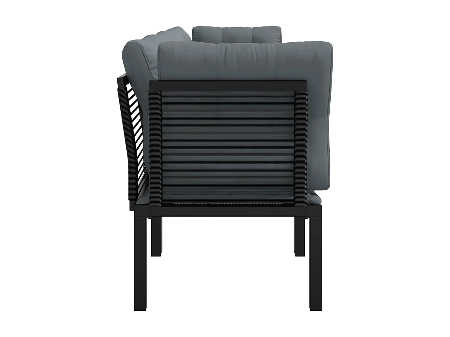 Salon de jardin 4 pcs noir et gris résine tressée FR70936