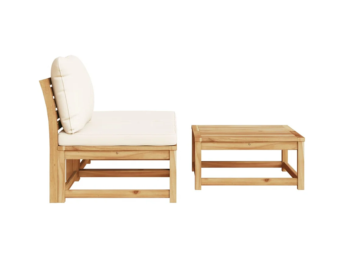 Salon de jardin 3 pcs avec coussins bois massif d'acacia FR36453