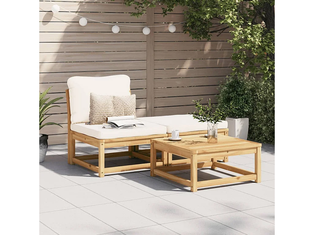 3-delige Loungeset met kussens massief acaciahout BE296975