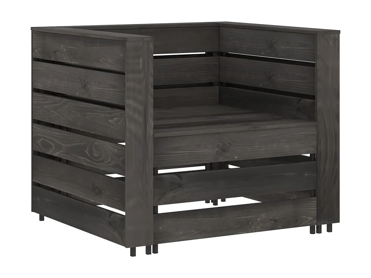 2 pcs conjunto lounge jardim em paletes pinho impregnado cinza PT227893