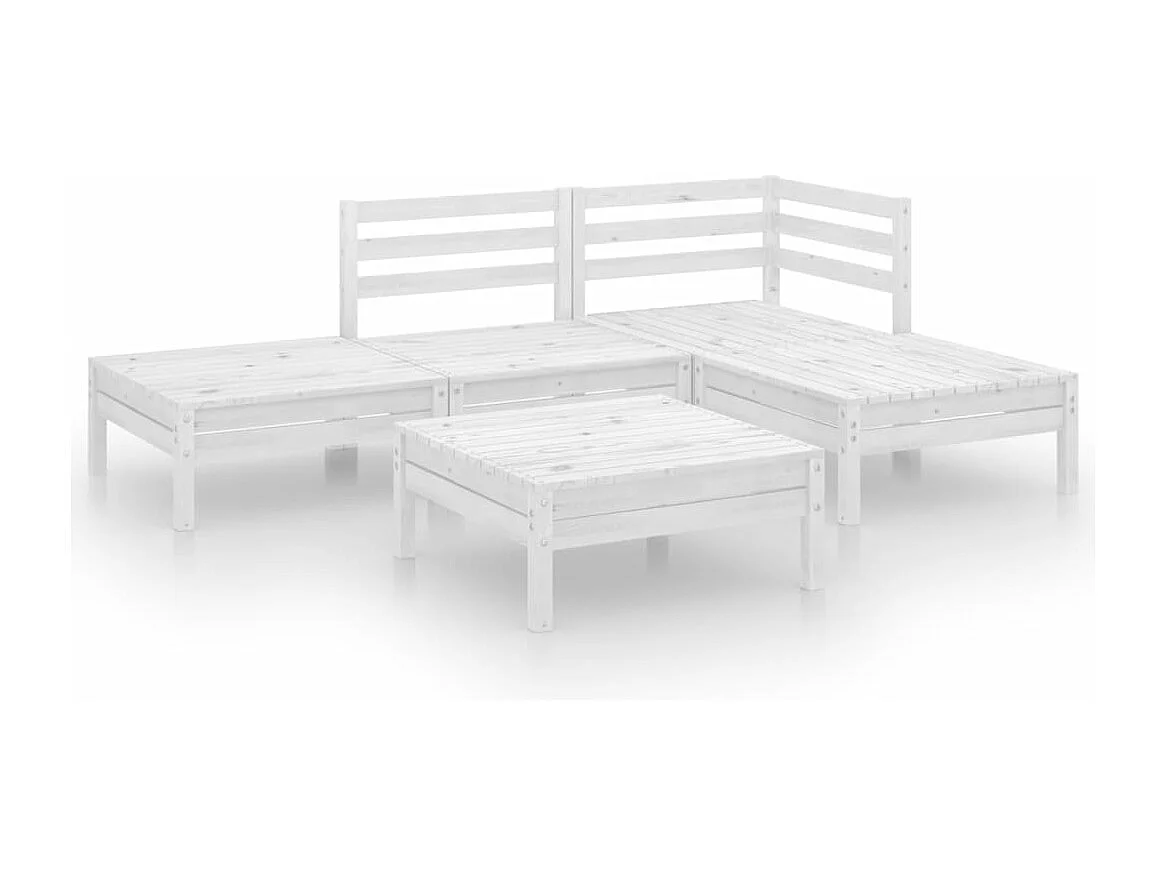 5-delige Loungeset massief grenenhout wit BE839209